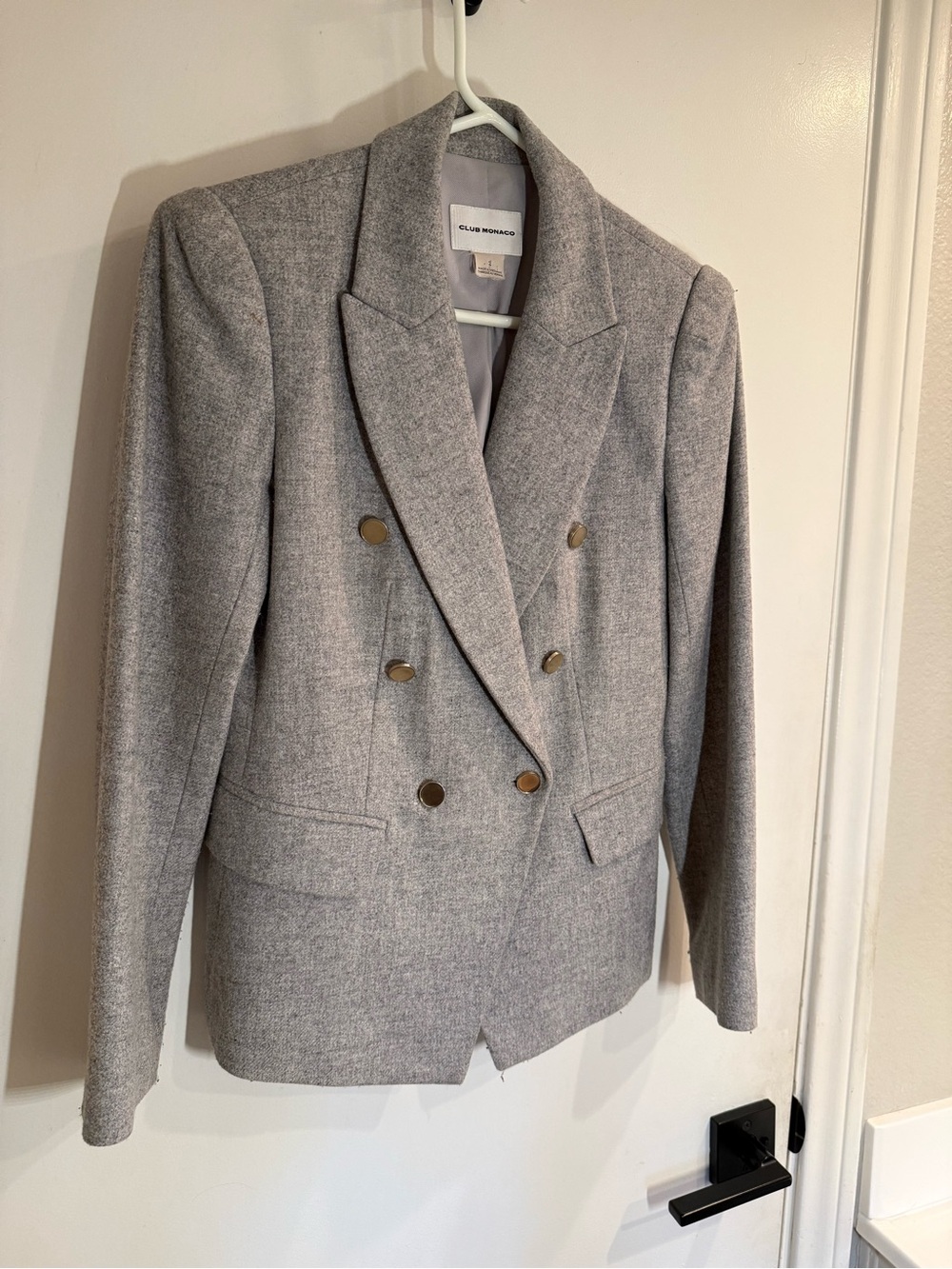 Club Monaco Light Gray Double-Breasted Wool-Blend Blazer